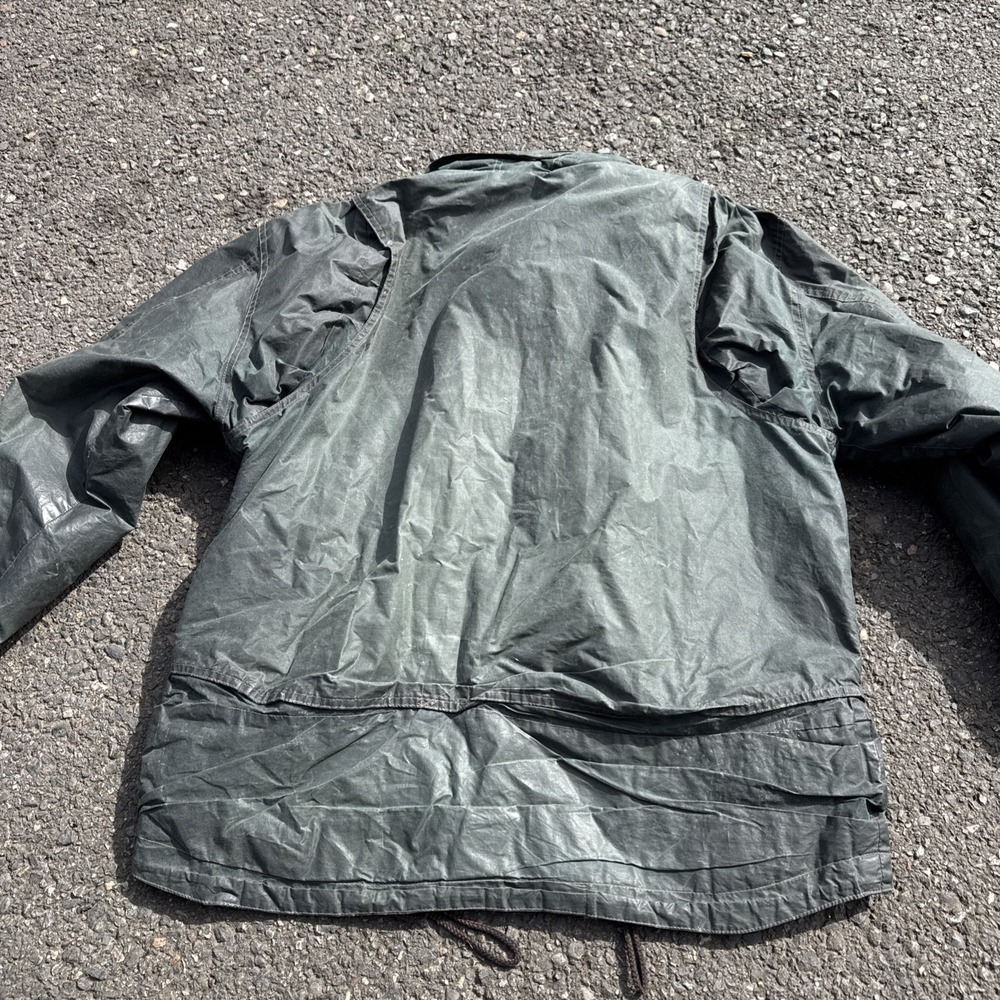 Kakadu Traders Australia Men's L Oilskin Jacket Green Zip Up Vintage WOW! Waxed - Picture 9 of 11